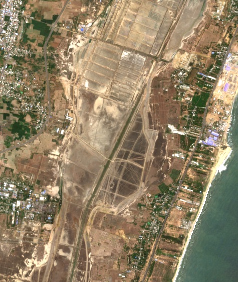 The vegetation-choked southern canal from orbit
