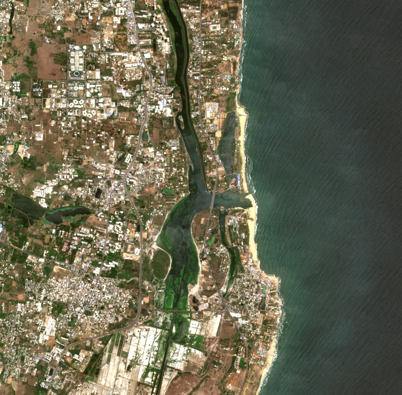 The Muttukadu backwater from orbit
